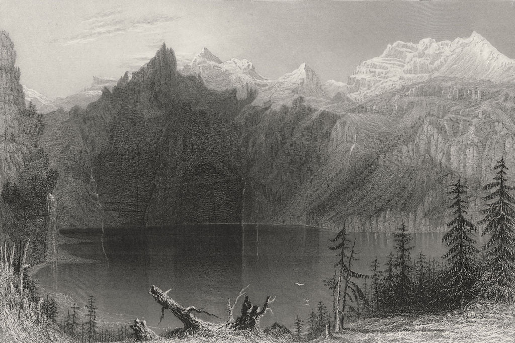SWITZERLAND. Lake below the Blüemlisalp Blumlisalp (Kandertal). BARTLETT 1836